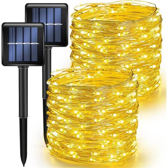 Solar String Lights Outdoor 80ft 240 LED Warm White Fairy Lights Waterproof - Picture 1 of 7